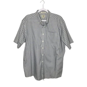 L.L. Bean blau grün weiß kariertes lässiges Kurzarm Button Down Hemd XL - Bild 1 von 4