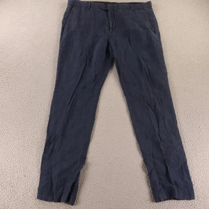 H&M Pants Mens 38x31 Blue Slim 100% Linen Hopsack Slacks Pants Slacks Casual - Picture 1 of 9