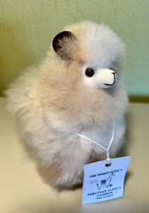 Echtes Alpaka Fell hellbraun Plüschtier Stofftier Lama Peru Etikett super weich - Bild 1 von 9