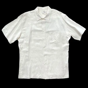 NEW Neiman Marcus Short Sleeve Button Shirt Silk & Linen Off-White NWT - Picture 1 of 12