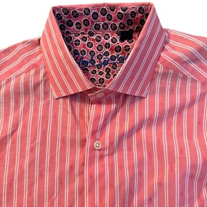 Robert Graham Pink Striped Flip Cuff Music Note Jacquard Embroidery Medium - Picture 1 of 9