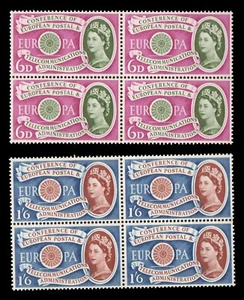 EUROPA CEPT Britain UK 1960 QE2 Sc # 377-378 MNH Blocks of Stamps CV$28 * - Picture 1 of 2