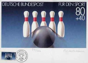 KEGELN SPORT - Prof.Fritz-Dieter ROTHACKER Hdsigniert mit Orig.BRIEFMARKE - Picture 1 of 1