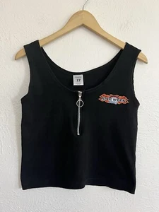 Canotta grande vintage Y2K 2003 Bike Week Daytona moto mezza zip fiamma nera - Foto 1 di 6