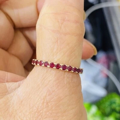 14k Solid Yellow Gold Cluster Solitaire Ring W/Natural Round Ruby1.40GM7.25Size - Image 1 of 4