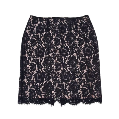 Sexy Falda Lápiz Corta Vince Camuto Negra Floral Encaje Para Mujer 10 Forrada Abertura Trasera Foto 1 de 4