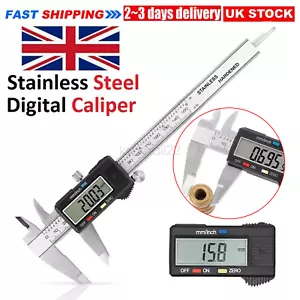 6 INCH DIGITAL VERNIER CALIPER 150MM STAINLESS STEEL MICROMETER ELECTRONIC TOOL - Picture 1 of 9
