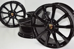 19" PORSCHE CAYMAN BOXSTER Factory OEM WHEELS ORIGINAL Gloss Black 718 982 - Picture 1 of 11