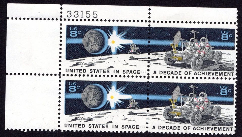 Scott #1435b Space Achievement on Moon Plate Block of 4 Stamps - MNH P#33155 UL - Image 1 of 1