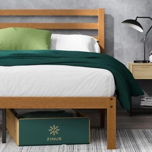 Zinus Leah Bamboo Platform Bed Frame No Box Spring Needed Wood Slat Support Easy - Picture 1 of 5