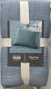 MARTHA STEWART COLLECTION TUFTED CHAMBRAY QUILTED STANDARD SHAM BLUE NWT - Picture 1 of 2