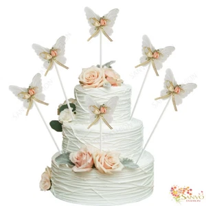 WHITE BUTTERFLY CAKE/ CUPCAKE TOPPERS WEDDING BIRTHDAY PARTY BABY SHOWER CAKETOP - Picture 1 of 4