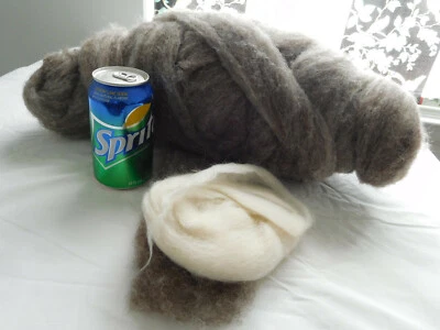 10 3/4 ounces NATURAL GRAY ALPACA ROVING fiber felting spin  - Image 1 of 4