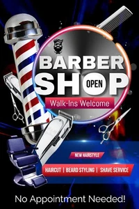 Barber Shop haircut beard styling Shaving Service Advertising Poster Sign 24x36 - Picture 1 of 4