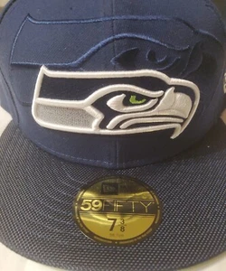 Seattle Seahawks New Era 59FIFTY Structured Hat - Navy (Size 7 3/8) - Picture 1 of 7