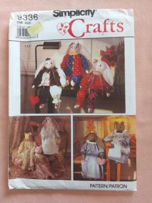 Simplicity 9336 Decorative Stuffed Bunny, Cat & Clothes Pattern Size 24" Doll - Image 1 of 2