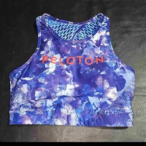NWT WITH X Peloton Womens Purple Blue Moves High Neck Sports Bra XS - Picture 1 of 3