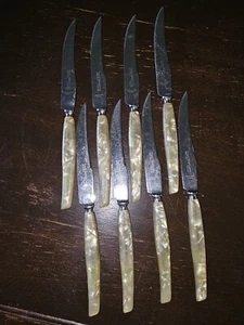 8 Vintage Sheffield England Knives Knife Pearl Handle Stainless Steel Blade - Picture 1 of 6