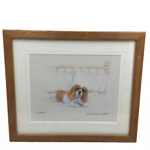 Gill Evans King Charles Spaniel Signed Framed Print Ltd #663/850 Small 14"x12" - Picture 1 of 11
