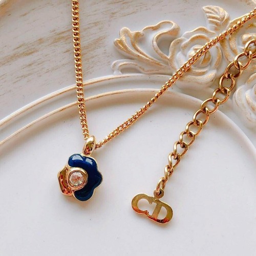Collana Christian Dior fiori oro x blu navy donna