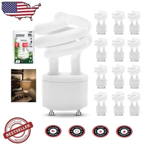 Compact 12 Pack GU24 CFL Bulbs - Lasts 10,000 Hours, Soft White Illumination - Picture 1 of 7