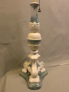3796M Vintage 60er Mangani 32" Porzellan Lampe Salbei Grün & Elfenbein A + ZUSTAND!"! - Bild 1 von 11