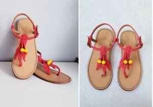 girl's kid's BONPOINT super chic boho-beaded suede sandals $245 Sz eu-34  us-2.5 - Picture 1 of 7