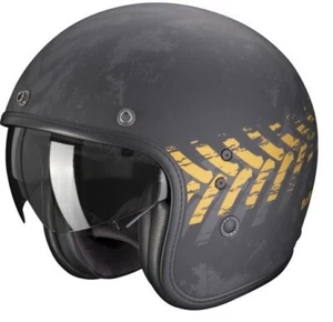 NEU Scorpion Motorradhelm Jethelm BELFAST EVO NEVADA matt schwarz-gold ECE22/06  - Bild 1 von 1