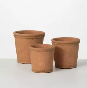 Set of 3 Round "Rope" Terracotta Pot for Plants - Picture 1 of 2