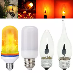 E27 E14 9W LED Flame Effect Fire Light Corn Bulb Simulated Nature Flicker Lamp S - Picture 1 of 17