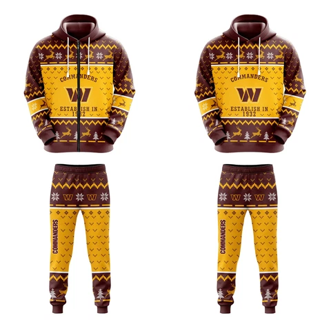 Washington Commanders Christmas Tracksuit Mens Casual Hoodie Jogging Pants Set Cover
