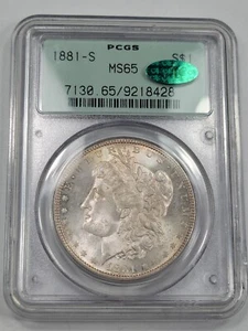 1881 S $1 Morgan Silver Dollar PCGS MS65 CAC OGH 2.1 Holder PQ Nice *J364 - Picture 1 of 5