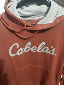 NEW Men's Large Cabelas Script Logo Burnt Orange Hooded Sweatshirt - Picture 1 of 9