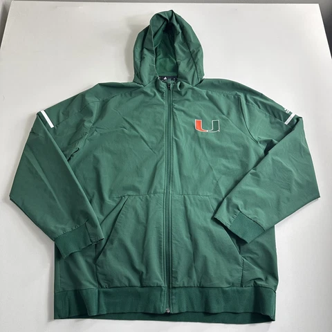 Adidas Miami Hurricanes Full Zip Hoodie Jacket Men's Size 2XL Green Longsleeve Cover
