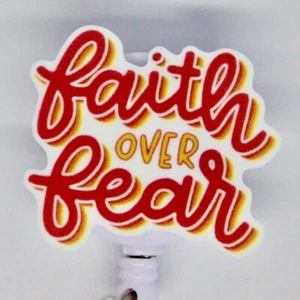 Faith Over Fear Proverbs Badge Reel ID Bible Quote Christian Religious Jesus - Picture 1 of 2