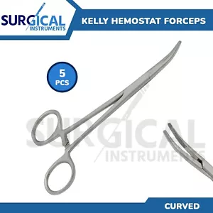 5 Kelly Hemostat Forceps 5.50" Curved Surgical Dental Instruments German Grade - Picture 1 of 7