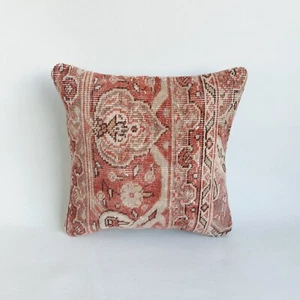tribal rug pillow case , 16x16 in , handwoven turkish rug pillow cover - Picture 1 of 9