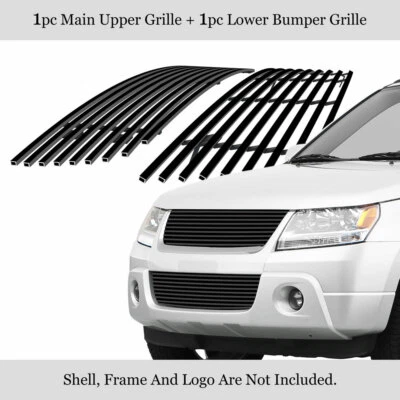 Fits 06-2011 Suzuki Grand Vitara Black Billet Grille Combo - Image 1 of 4