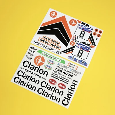 RC 10. Spur ""Clarion"" Audi Quattro 1985 RAC Per Eklund RALLY Aufkleber Aufkleber  - Bild 1 von 4