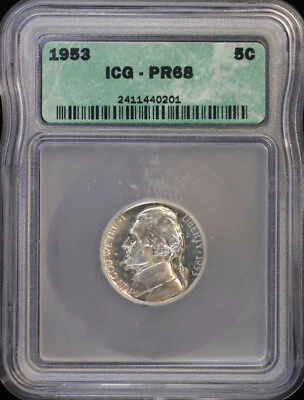 1953 5C Proof Jefferson Nickel ICG PR 68 | PF - Image 1 of 4