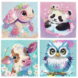 4 confezioni 5D cartoni animati fai da te diamante pittura arte kit mosaico carino decorazione parete casa - Foto 1 di 11