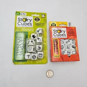 Lot of 2 Gamewright Story Cubes Orange & Green Original & Voyages Edition - Picture 1 of 2