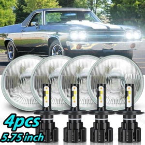 For Chevy Impala El Camino 5.75" 5-3/4"LED Headlights Hi/Lo Beam Angle Eyes 4PCS - Picture 1 of 17