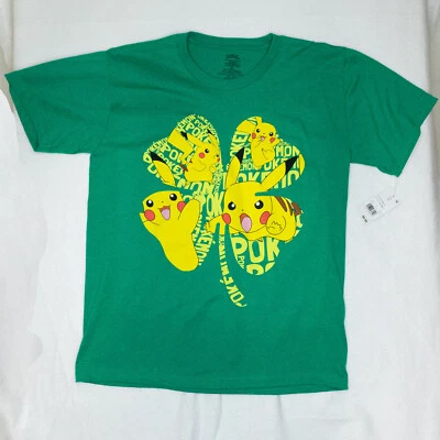 Camiseta Pokémon Día de San Patricio Pikachu 4 Hojas Trébol Verde XL Licencia Foto 1 de 4