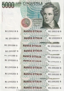 Republic - 5000 Lire Bellini 1992 SDF / UNC - Consecutive da Mazzetta - Picture 1 of 2