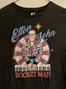 Elton John Rocket Man Womens T-Shirt XXL Rhinestone New with Tags Red White Blue - Picture 1 of 5