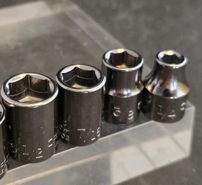 Craftsman USA 3/8" Dr. Sockets Lot of 4 6 Pt. Short 1/2", 7/16", 3/8", 1/4" - Image 1 of 3