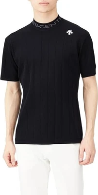 Camiseta para hombre DESCENTE manga corta tejida cuello falso, negra, talla grande (11494) Foto 1 de 4