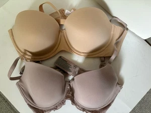 Lot (2) Bras ~ Auden 34C Beige and No Boundaries Lilac 32D - Picture 1 of 5