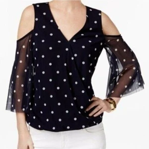 INC International Concepts Top Y2K Sz XS Cold Shoulder Whimsigoth Office Career - Picture 1 of 9